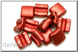 2-Loch-FixerBeads, horizontal, 8x8mm, lava red, met., satin, 12 Stk.