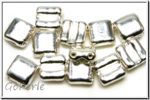2-Loch-FixerBeads, horizontal, 8x8mm, crystal, trans., full sterling silver plated, 12 Stk.