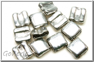 2-Loch-FixerBeads, horizontal, 8x8mm, crystal, trans., full silver, 12 Stk.
