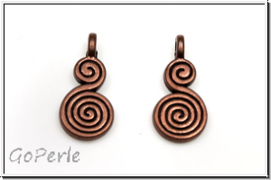 Anh�nger "Doppelspirale", 18x8mm, antkkupferfb., Messing, 1 Stk.