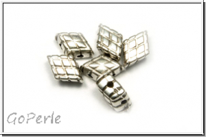 Bead substitutes "PLAKA" CYMBAL, 8,2x5,3mm, versilbert, Metall, 6 Stk.
