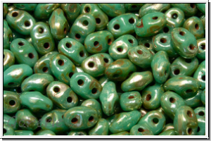 MiniDuo Beads, MATUBO, 2,5x4mm, turquoise, op., silver picasso, 5g