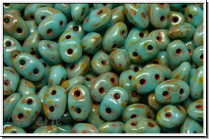 MiniDuo Beads, MATUBO, 2,5x4mm, aqua, op., picasso, 5g