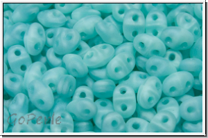 MiniDuo Beads, MATUBO, 2,5x4mm, aqua, silk opal, matte, 5g