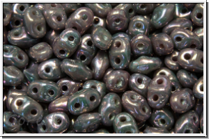 MiniDuo Beads, MATUBO, 2,5x4mm, grey, dk., op., nebula, 5g