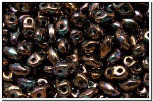 MiniDuo Beads, MATUBO, 2,5x4mm, black, op., iris. luster, 5g