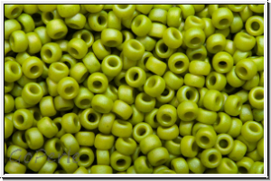 RR-15-4697, MIYUKI Rocailles, 15/0, olivine, op., glaze, matte, AB, 5g