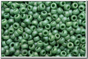 RR-15-4699, MIYUKI Rocailles, 15/0, green, op., glaze, matte, AB, 5g