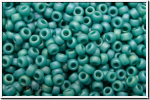RR-15-4702, MIYUKI Rocailles, 15/0, peacock, op., glaze, matte, AB, 5g