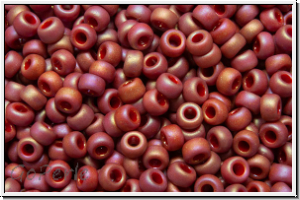 RR-11-4696, MIYUKI Rocailles, 11/0, red, dk., op., glaze, matte, AB, 10g