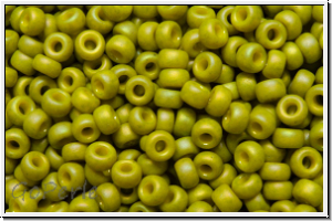 RR-11-4697, MIYUKI Rocailles, 11/0, olivine, op., glaze, matte, AB, 10g