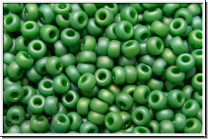 RR-11-4699, MIYUKI Rocailles, 11/0, green, op., glaze, matte, AB, 10g