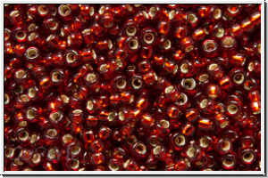 RR-15-0011d, MIYUKI Rocailles, 15/0, ruby, dk., trans., silver-ld., 5g