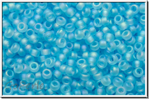 RR-15-0148fr, MIYUKI Rocailles, 15/0, aqua, trans., matte, AB, 5g