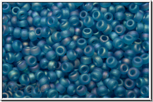 RR-15-0149fr, MIYUKI Rocailles, 15/0, blue, capri, trans., matte, AB, 5g