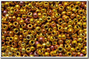 RR-15-0199, MIYUKI Rocailles, 15/0, 24kt gold plated, met., iris., 1g (Kleinere Menge!)