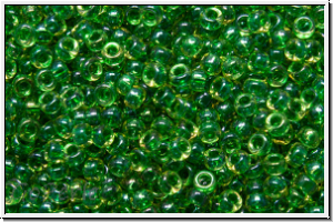 RR-15-0331, MIYUKI Rocailles, 15/0, topaz, lt., trans., emerald-ld., AB, 5g