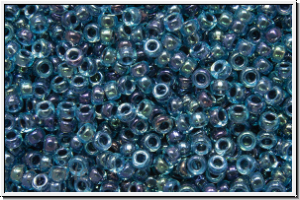 RR-15-0347, MIYUKI Rocailles, 15/0, aqua, trans., dk. blue-ld., AB, 5g