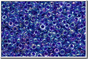 RR-15-0353, MIYUKI Rocailles, 15/0, blue, trans., violet-ld., AB, 5g