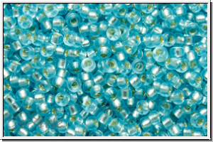 RR-15-1643, MIYUKI Rocailles, 15/0, blue, sky, trans., silver-ld., semi-matte, 5g