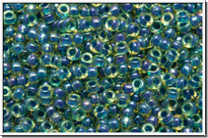 RR-15-1826, MIYUKI Rocailles, 15/0, gold, trans., dk. teal-ld., 5g