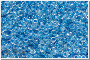 RR-15-2205, MIYUKI Rocailles, 15/0, crystal, trans., lt. blue-ld., AB, 5g