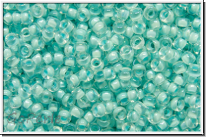 RR-15-2207, MIYUKI Rocailles, 15/0, crystal, trans., aqua mist-ld., AB, 5g