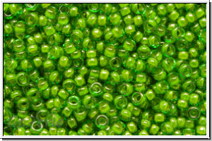 RR-15-2240, MIYUKI Rocailles, 15/0, green, trans., lime-ld., AB, 5g