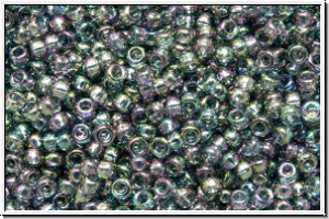 RR-15-2444, MIYUKI Rocailles, 15/0, grey, trans., luster, AB, 5g