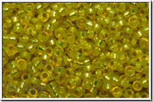 RR-15-4236, MIYUKI Rocailles, 15/0, yellow (dyed), trans., silver-ld., duracoat, 5g