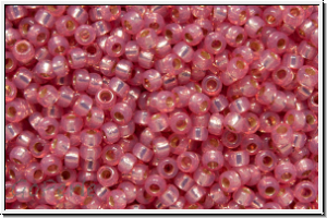 RR-15-4237, MIYUKI Rocailles, 15/0, pink (dyed), trans., silver-ld., duracoat, 5g