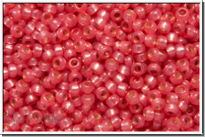 RR-15-4239, MIYUKI Rocailles, 15/0, pink, hot (dyed), trans., silver-ld., duracoat, 5g