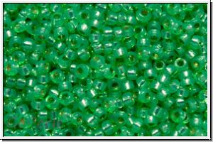 RR-15-4240, MIYUKI Rocailles, 15/0, green, mint (dyed), trans., silver-ld., duracoat, 5g