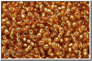RR-15-4261, MIYUKI Rocailles, 15/0, gold (dyed), trans., silver-ld., duracoat, 5g