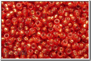 RR-15-4264, MIYUKI Rocailles, 15/0, pumpkin (dyed), trans., silver-ld., duracoat, 5g