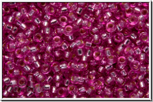 RR-15-4267, MIYUKI Rocailles, 15/0, pink, frost (dyed), trans., silver-ld., duracoat, 5g