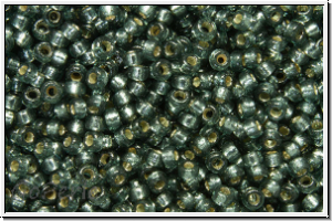 RR-15-4275, MIYUKI Rocailles, 15/0, green, dk. (dyed), trans., silver-ld., duracoat, 5g