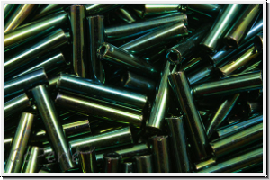 TBU-3-0084, TOHO Bugle 3", 9mm, green/brown, met., iris., 10g