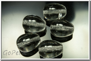 B�hm. Glasperle, Tropfen, l�ngs gebohrt, 11x8mm, crystal, trans., 5 Stk.