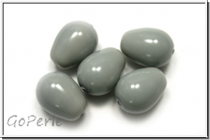B�hm. Glasperle, Tropfen, l�ngs gebohrt, 11x8mm, white, alabaster, fiesta grey mist, 5 Stk.