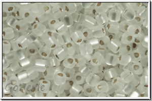 TR-10-1101f, MIYUKI Triangles, 10/0, crystal, trans., silver-ld., matte, 10g