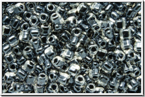 TR-10-1106, MIYUKI Triangles, 10/0, crystal, trans., black-ld., 10g