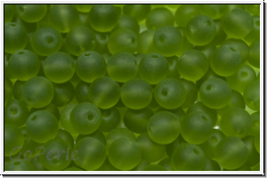 b�hm. Glasperle, rund, 6mm, olivine, trans., matte, 25 Stk.