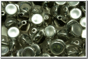2-Loch-Cabochon, 6mm, crystal, trans., underlit periwinkle, 20 Stk.