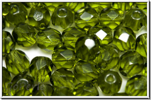 B�hm. Glasschliffperle, feuerpol., 6mm, khaki, trans., 25 Stk.