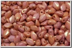 Gekko�-Beads, 3x5mm, white, op., rose gold luster, 50 Stk.