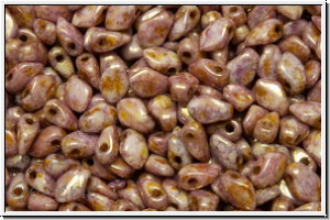 Gekko�-Beads, 3x5mm, white, op., lila gold marbled, 50 Stk.