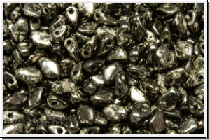 Gekko�-Beads, 3x5mm, black, op., antique chrome, 50 Stk.