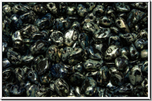Gekko�-Beads, 3x5mm, black, op., silver picasso, 50 Stk.