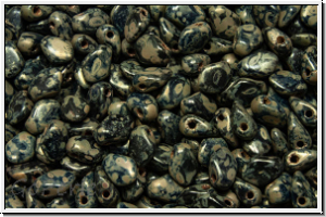 Gekko�-Beads, 3x5mm, black, op., silver picasso, matte, 50 Stk.